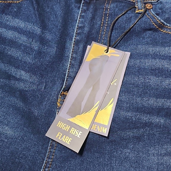 Special One Los Angeles High Waist Dark Blue Flare Jeans Size 3 New - Picture 5 of 10